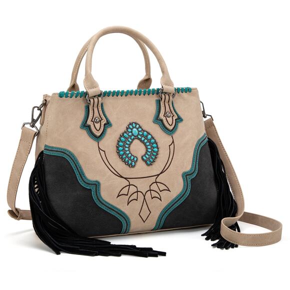 *NWT Montana West Concho Fringe Tote/Crossbody - Tan - Picture 1 of 4